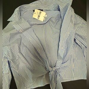 Blue and white stripe shirt
